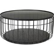 Housecraft Living Lance Salontafel Rond Glas/ Metaal 80x80 cm Zwart