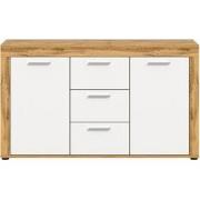Eiken wit en wotan 2-deurs en 3-lades dressoir, L125 cm - AOSTA