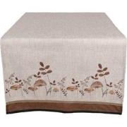 Clayre & Eef Tafelloper 50x140 cm Beige Katoen Paddenstoelen Tafelklee...