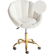 Beliani ANNABELLE - Bureaustoel-Wit-Bouclé