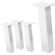 Set van 4 tafelpoten schuin H:42 cm wit glanzend gemaakt van staal hoe...