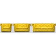 Chesterfield Bank Original Leer | 1 + 2 + 3 zits | Geel | 12 jaar gara...