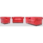 Chesterfield Bank Original Leer | 1 + 2 + 3 zits | Rood | 12 jaar gara...