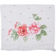 Clayre & Eef Gastendoekje  40x66 cm Wit Roze Katoen Rechthoek Bloemen ...