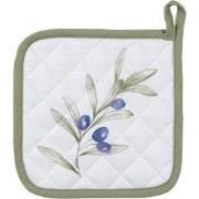 Clayre & Eef Pannenlap  20x20 cm Wit Katoen Olijven