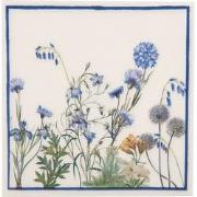 Clayre & Eef Servetten Papier Set van 20 33x33 cm Wit Blauw Bloemen