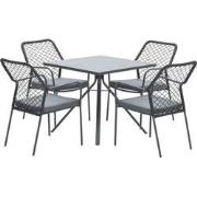 4-persoons tuinset - 4 Dido stoelen zwart - Rimini tafel
