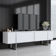 TV Meubel Wit Luxe 180x50x30 - Zilver Frame