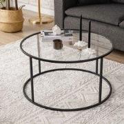 Salontafel Glas Rond 80 cm Barlin - Zwart Frame