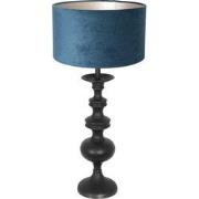 Anne Lighting - tafellamp - Lyons - zwart - hout velours stof - Ø 40cm...