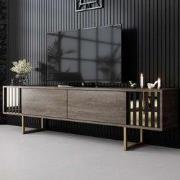 TV Meubel Walnoot Gold Line 180x48x30 - Gouden Frame