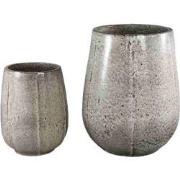 PTMD Bloempot Donia - 56x56x70 cm - Keramiek - Wit - Set van 2