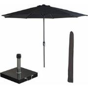 Garden Impressions Lotus stokparasol Ø300 cm - zwart incl 40 kg Cosmo ...