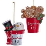 Ornament plastic sneeuwman en pop l9cm