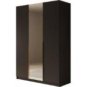 Meubella Kledingkast Sabre 2 - Zwart - 150 cm - Met spiegel