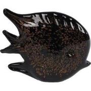 Sculptuur zwrt/brn glas l16b4h13 cm