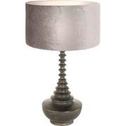Anne Lighting - tafellamp - Bois - zwart - hout velours stof - Ø 40cm ...