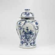 Fine Asianliving Chinese Gemberpot Blauw Wit Porselein Handgeschilderd