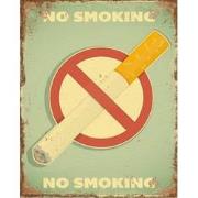 Clayre & Eef Tekstbord  20x25 cm Groen Rood Ijzer Rechthoek No smoking...
