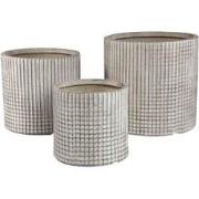 PTMD Bloempot Paizlie - 44x44x43 cm - Magnesium - Beige - Set van 3