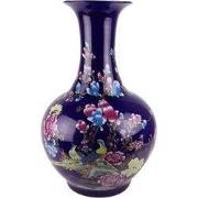 Fine Asianliving Chinese Vaas Porselein Navy Bloesems D37xH58cm