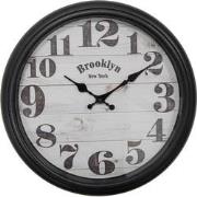 Clayre & Eef Wandklok  Ø 40x7 cm Zwart Beige Kunststof Glas Brooklyn N...