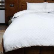 Zydante® Dekbedovertrek Emboss Squares 240x220 cm - Wit - met 2 Kussen...