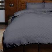 Zydante® Dekbedovertrek Emboss Squares 200x220 cm - Anthracite - met 2...