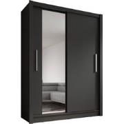 Meubella Kledingkast Bazarre - Grijs - 155 cm - Met spiegel