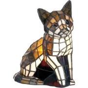 LumiLamp Tiffany Tafellamp Kat 21x11x25 cm  Bruin Wit Glas Tiffany Lam...