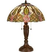 LumiLamp Tiffany Tafellamp  Ø 47x61 cm  Groen Roze Glas Halfrond Roos ...