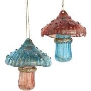 3.6 inch Plastic Teal & Desert Rose Mushroom Orn 2/Asstd. 6,35x6,35x9,...