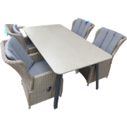 Set van Simi tafel 180x100 cm antraciet en 4 Darwin verstelbare stoele...