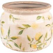 Clayre & Eef Bloempot  Ø 20x15 cm Geel Keramiek Citroen Bloempot binne...