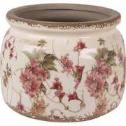 Clayre & Eef Bloempot  Ø 20x15 cm Beige Roze Keramiek Bloemen Bloempot...