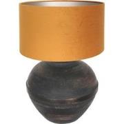 Anne Lighting - tafellamp - Lyons - zwart - hout velours stof - Ø 40cm...