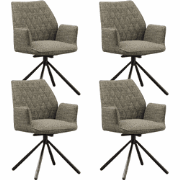 Set van 4 Draaibare Eetkamerstoelen Novan Groen Chenille – 180° Draaib...