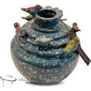 Villa Pottery  Donker Blauwe vogel vaas Grenada - D17xH17