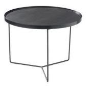 J-Line - Bijzettafel Rond Hout Metaal Donker Bruin Medium - 60x60x45cm