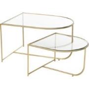 J-Line - Set Van 2 Tafels Porte Metaal/glas Goud - 76x62x35cm