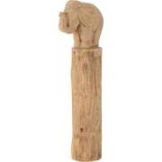J-Line - Olifant Op Boomstam Mango Hout Naturel Large - 17x10x55cm