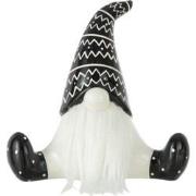 J-Line - Kerstman Zittend Keramiek Zwart/wit Large - 26x14x24cm