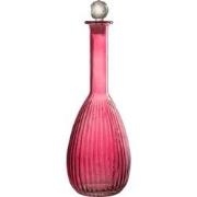 J-Line - Karaf Strepen Glas Rood - 13x13x39cm