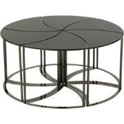 J-Line - Set Van Zes Tafels Tornado Zwart Metaal/mdf/glas - 100x100x48...