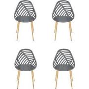 Home Deco Factory Almeria 4 stuks Comfortabele tuinstoelen - Grijs