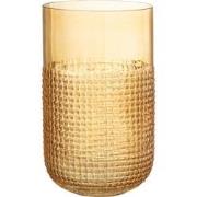 J-Line - Vaas Patroon Glas Oranje Medium - 15x15x25.5cm