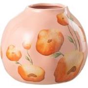 J-Line - Vaas Bloem Breed Keramiek Zalm/oranje - 20.5x20.5x17cm