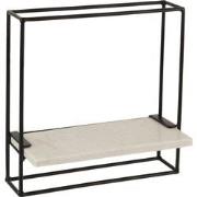 J-Line - Muurrek 1plank Ijzer/marmer Zwart/wit Small - 15.5x35x35cm