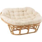 J-Line - Fauteuil Roni Met Kussen Rotan Naturel/wit - 159x110x55cm