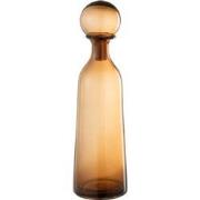 J-Line - Fles+stop Effen Decoratief Hoog Glas Bruin Large - 11x11x44cm